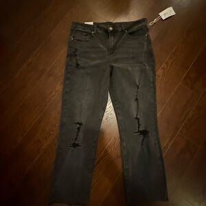 Grace & Lace Black Distressed Straight Leg Jeans